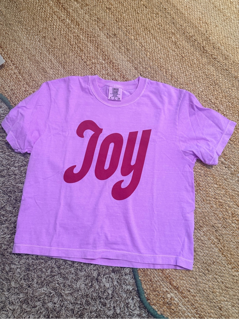 Comfort Colors Lilac Crop Top with Red "Joy" Graphic
